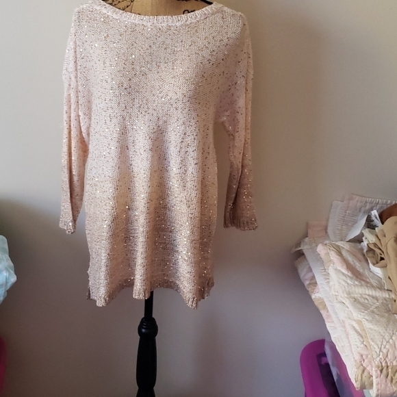 Xxl champagne sweater with sequins. - Picture 1 of 3